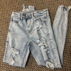 American Eagle Outfitters Blue Skinny Distressed Jeans